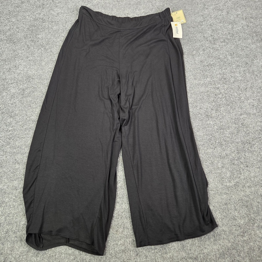 Comfy USA Pants Womens Large Black Modal Wide Leg Harem Elastic Waist Casual